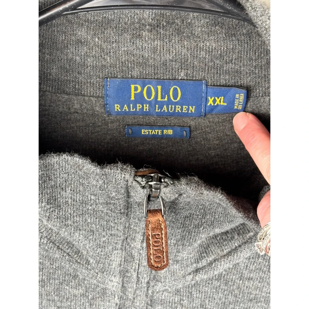 Polo Ralph Lauren Men's Gray Estate Rib Quarter Zip‎ Preppy Heritage Sweater XXL